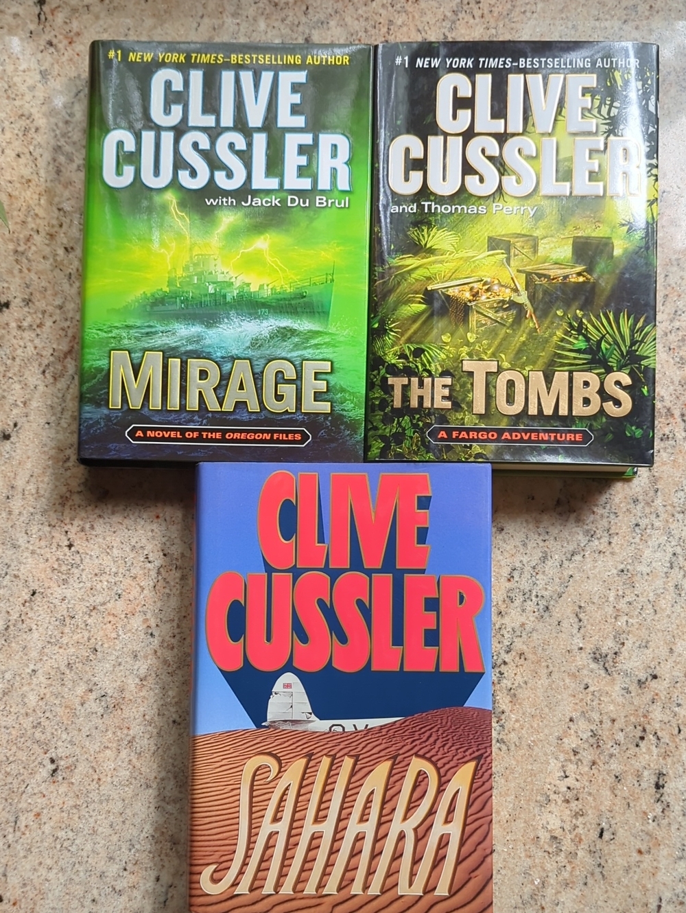 Clive Cussler Hardcover Book Set - Mirage, The Tombs, Sahara